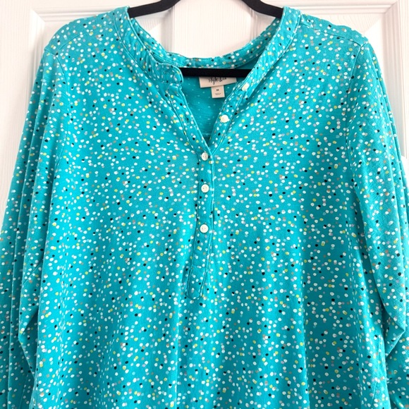 ⭐️ Style & Co. Scatter Dot Turquoise Knit Top - Picture 4 of 7